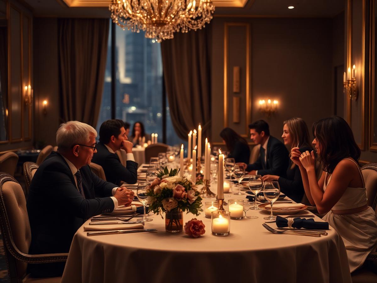 Elegant networking dinner at a five star hotel